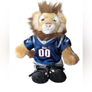 2003 Lion Build a Bear 15" Plush Lion Football Jersey - Official NFL Patriots